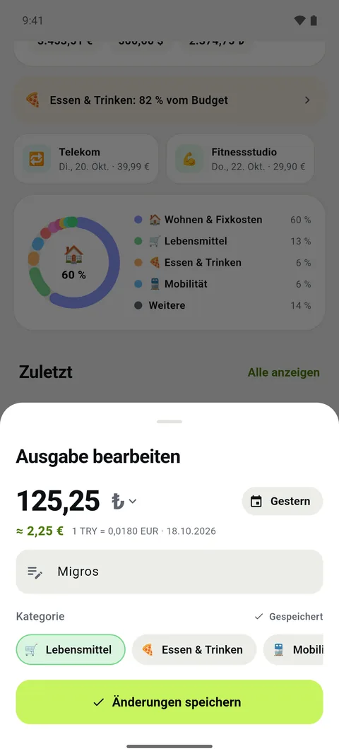 Beleg aus jedem Land, in deiner Währung