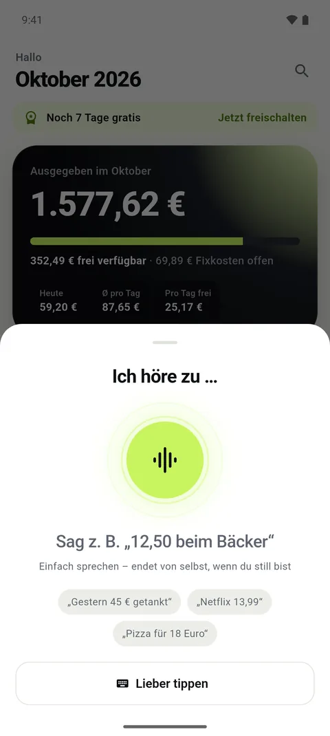 Sag einfach, was du ausgegeben hast